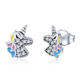 Pandora Style Silver Unicorn Memory Stud Earrings - SCE426 Pandora Style Silver Unicorn Memory Stud Earrings - SCE426