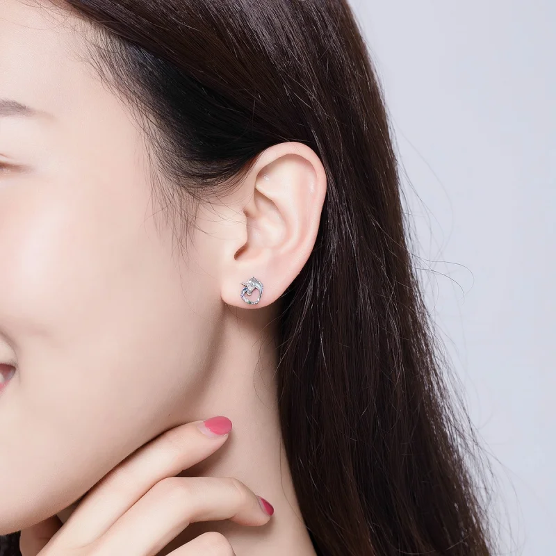 (image for) Pandora Style Silver Unicorn Stud Earrings - SCE611 - View 5