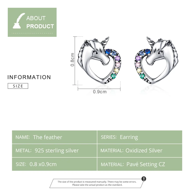 (image for) Pandora Style Silver Unicorn Stud Earrings - SCE611 - View 7