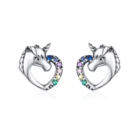 Pandora Style Silver Unicorn Stud Earrings - SCE611 Pandora Style Silver Unicorn Stud Earrings - SCE611