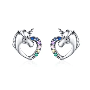 (image for) Pandora Style Silver Unicorn Stud Earrings - SCE611