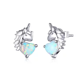 Pandora Style Silver Unicorn Stud Earrings - SCE896 Pandora Style Silver Unicorn Stud Earrings - SCE896