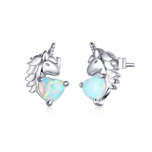 (image for) Pandora Style Silver Unicorn Stud Earrings - SCE896