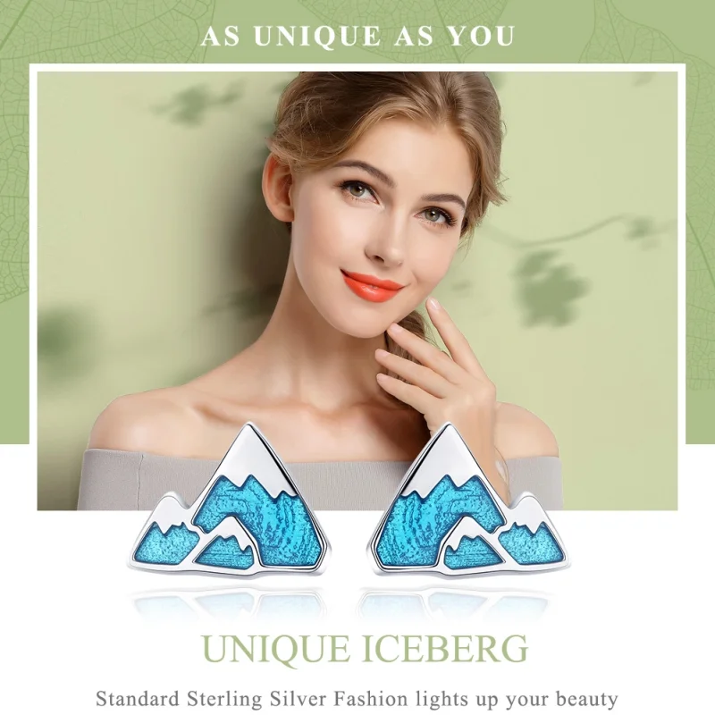 (image for) Pandora Style Silver Unique Iceberg Stud Earrings - SCE475 - View 2