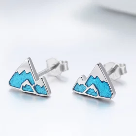 Pandora Style Silver Unique Iceberg Stud Earrings - SCE475