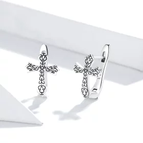Pandora Style Silver Vine Cross Stud Earrings - SCE943 Pandora Style Silver Vine Cross Stud Earrings - SCE943