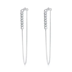 (image for) Pandora Style Silver Vintage Chain Dangle Earrings - SCE1011