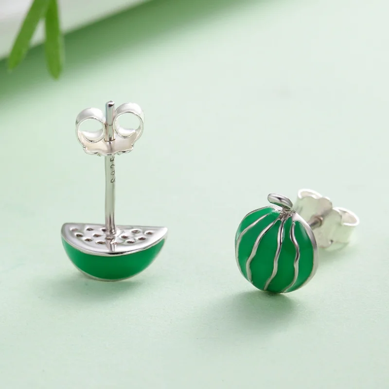 (image for) Pandora Style Silver Watermelon Love Stud Earrings - SCE105 - View 5