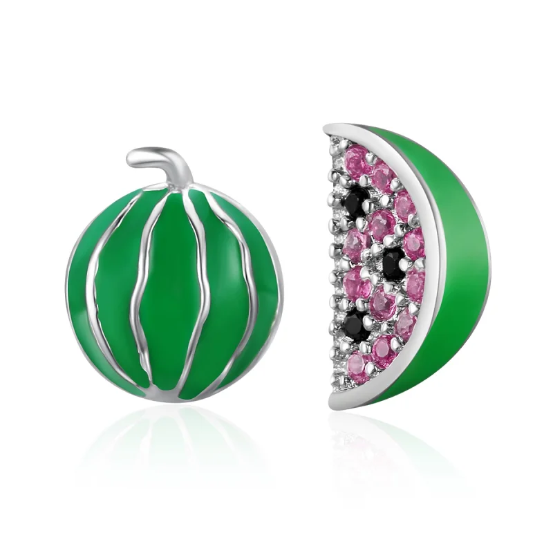 (image for) Pandora Style Silver Watermelon Love Stud Earrings - SCE105 - Product Image