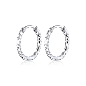 (image for) Pandora Style Silver Weaving geometry Hoop Earrings - SCE841