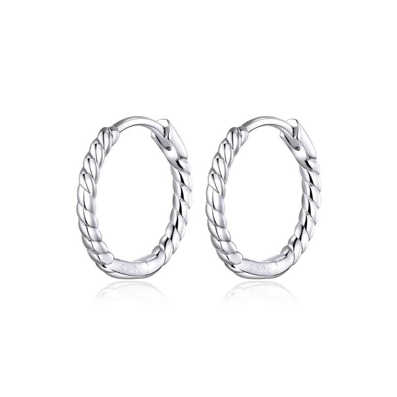 (image for) Pandora Style Silver Weaving geometry Hoop Earrings - SCE841 - Product Image