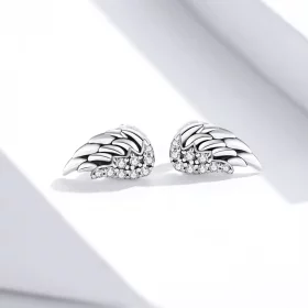 Pandora Style Silver Wings Stud Earrings - SCE882 Pandora Style Silver Wings Stud Earrings - SCE882