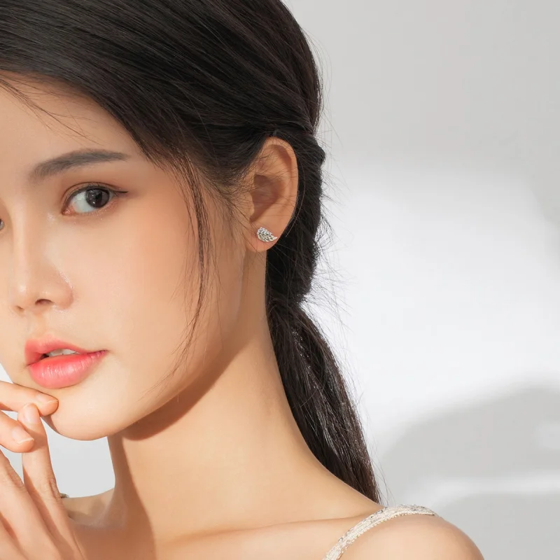 (image for) Pandora Style Silver Wings Stud Earrings - SCE882 - View 6