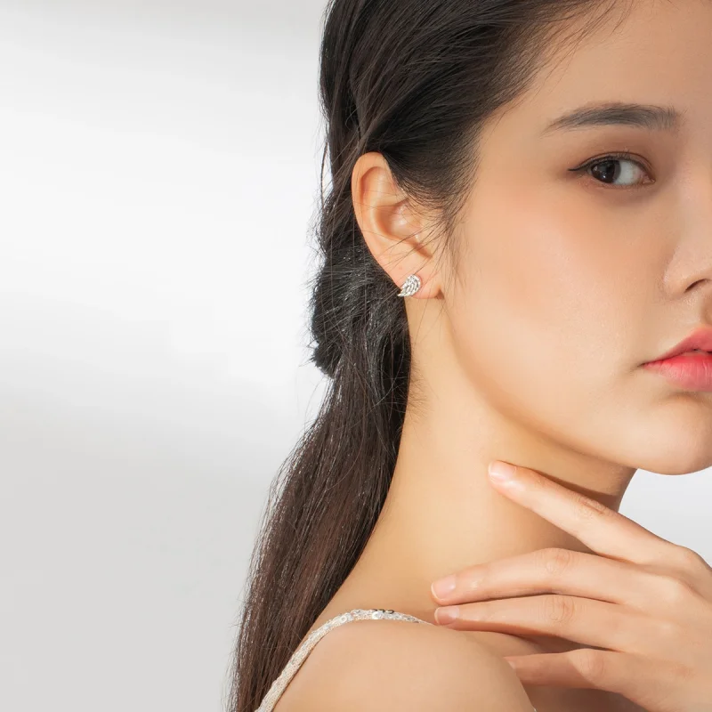 (image for) Pandora Style Silver Wings Stud Earrings - SCE882 - View 7