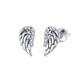 Pandora Style Silver Wings Stud Earrings - SCE882 Pandora Style Silver Wings Stud Earrings - SCE882