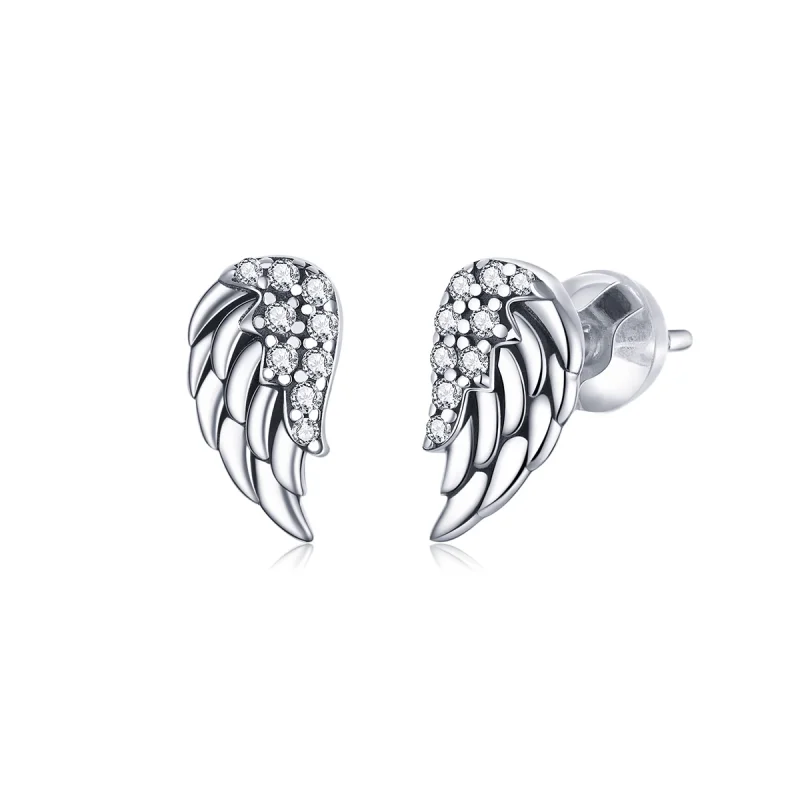 (image for) Pandora Style Silver Wings Stud Earrings - SCE882 - Product Image