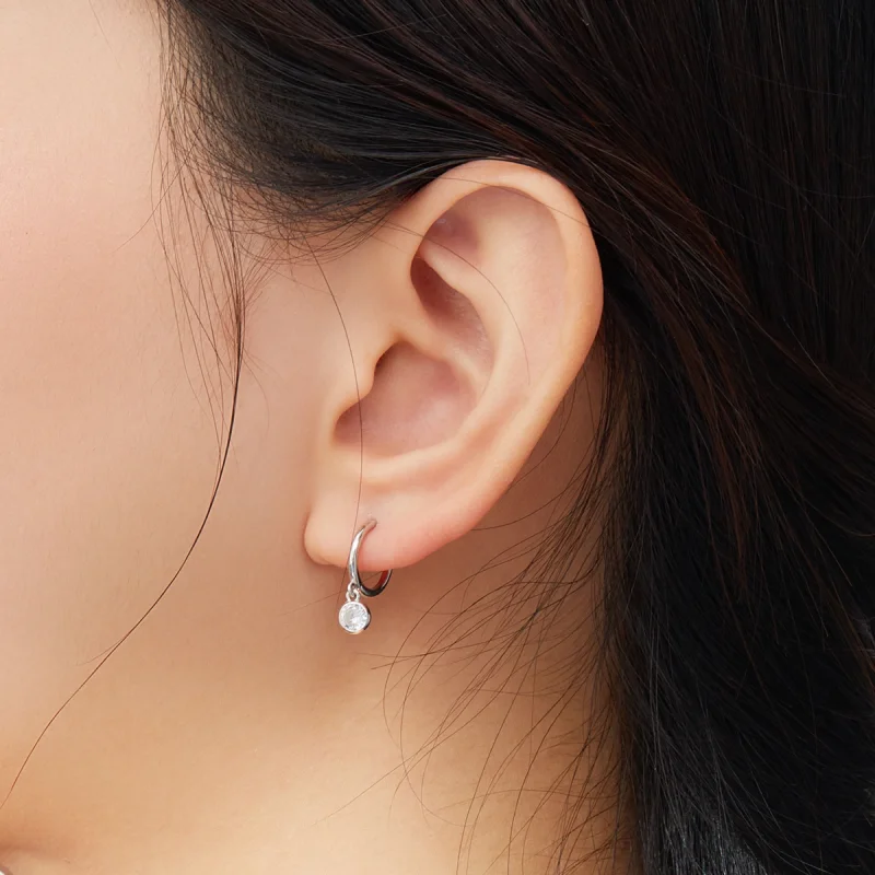 (image for) Pandora Style Silver Zirconia Dangle Earrings - SCE830 - View 7