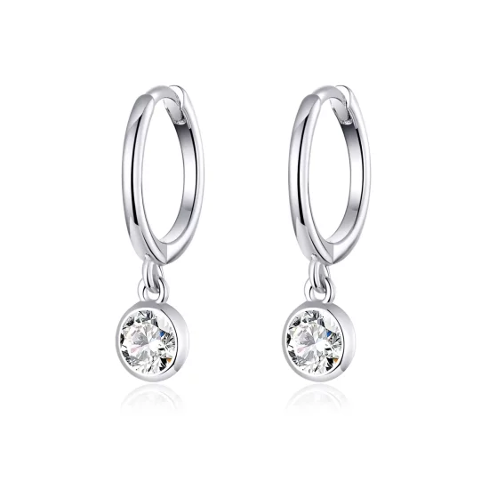Pandora Style Silver Zirconia Dangle Earrings - SCE830