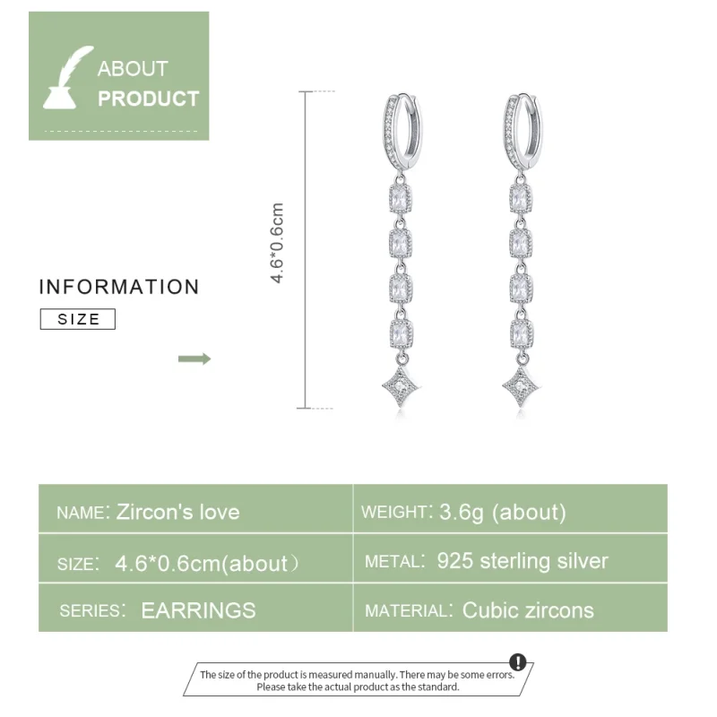 (image for) Pandora Style Silver Ziron Love Hanging Earrings - SCE583 - View 2