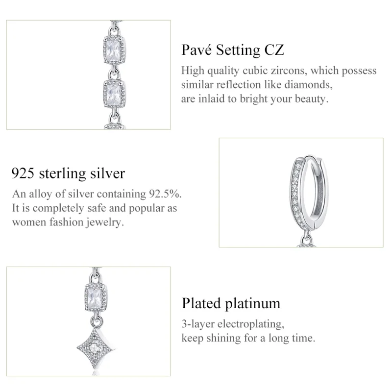 (image for) Pandora Style Silver Ziron Love Hanging Earrings - SCE583 - View 3