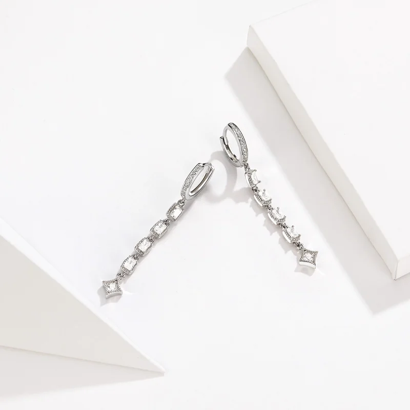 (image for) Pandora Style Silver Ziron Love Hanging Earrings - SCE583 - View 5