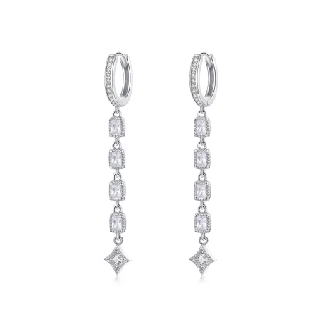 Pandora Style Silver Ziron Love Hanging Earrings - SCE583 Pandora Style Silver Ziron Love Hanging Earrings - SCE583