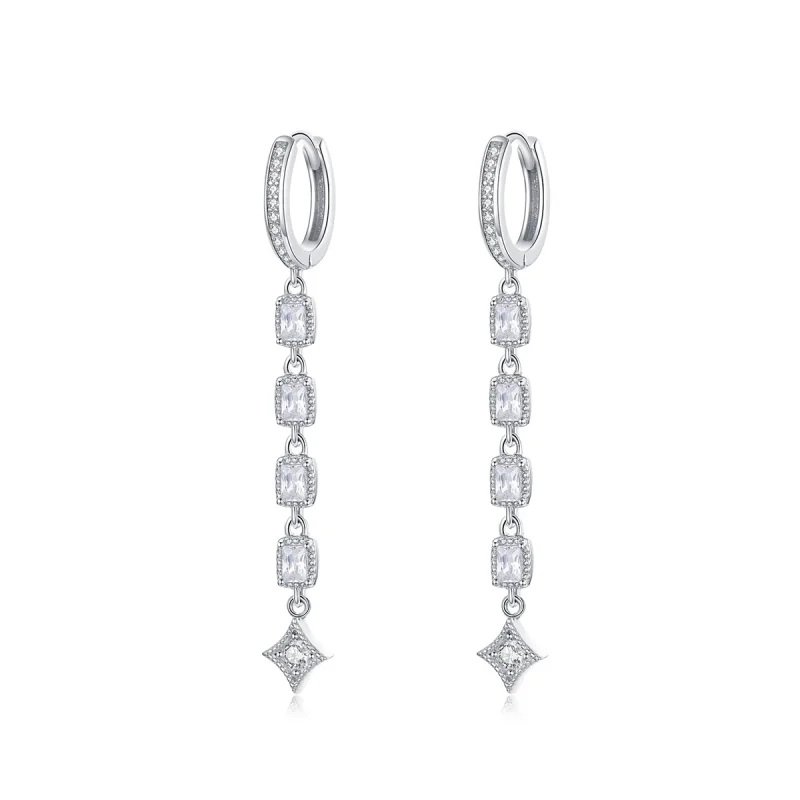 (image for) Pandora Style Silver Ziron Love Hanging Earrings - SCE583 - Product Image