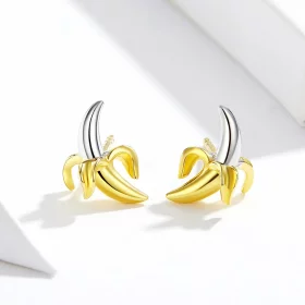 Pandora Style Two Tone Bicolor Cute Playful Banana Stud Earrings - SCE731 Pandora Style Two Tone Bicolor Cute Playful Banana Stud Earrings - SCE731