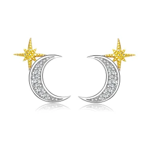 (image for) Pandora Style Two Tone Lunar Light Stud Earrings - SCE729