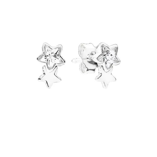 PANDORA Twin star silver stud earrings with clear cubic zirconia - 290598CZ