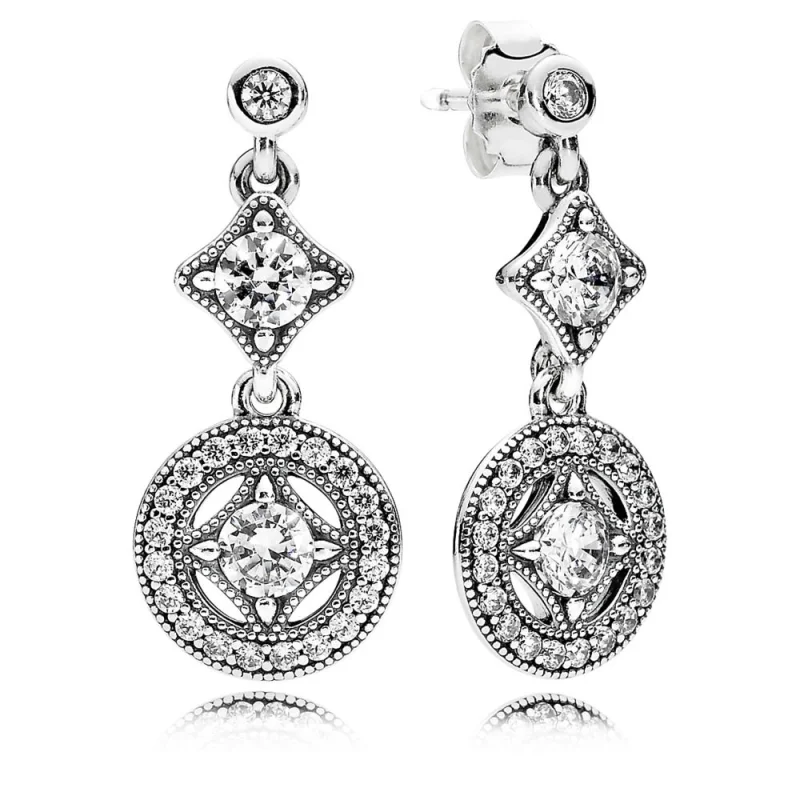 (image for) PANDORA Vintage Allure Diamond-Shaped Drop Earrings - 290722CZ - Product Image