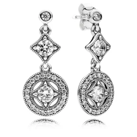 PANDORA Vintage Allure Diamond-Shaped Drop Earrings - 290722CZ PANDORA Vintage Allure Diamond-Shaped Drop Earrings - 290722CZ