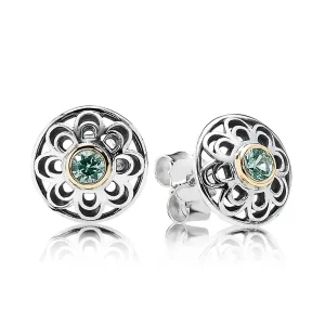 PANDORA Vintage Allure, Synthetic Green Spinel Stud Earrings - 290542SSG (image for) PANDORA Vintage Allure, Synthetic Green Spinel Stud Earrings - 290542SSG