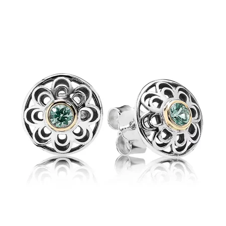 PANDORA Vintage Allure, Synthetic Green Spinel Stud Earrings - 290542SSG PANDORA Vintage Allure, Synthetic Green Spinel Stud Earrings - 290542SSG