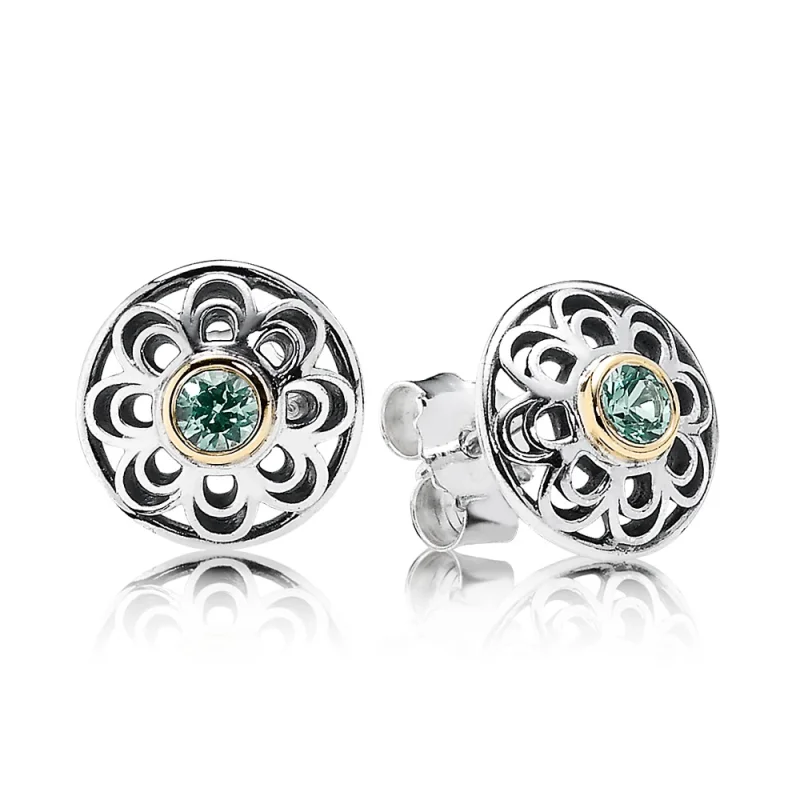 (image for) PANDORA Vintage Allure, Synthetic Green Spinel Stud Earrings - 290542SSG - Product Image