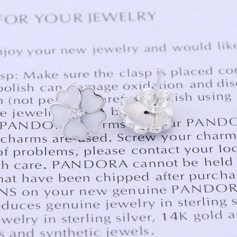(image for) PANDORA White Primrose Flower Stud Earrings - 290569EN12 - View 2