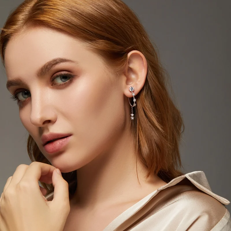 (image for) Pandora Style Bright Hanging Earrings - BSE310 - View 6