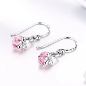 Pandora Style Cherry Blossoms Hanging Earrings - BSE039 Pandora Style Cherry Blossoms Hanging Earrings - BSE039