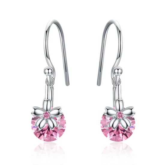 Pandora Style Cherry Blossoms Hanging Earrings - BSE039