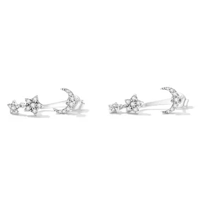 Pandora Style Exquisite Star and Moon Hanging Earrings - SCE1395 Pandora Style Exquisite Star and Moon Hanging Earrings - SCE1395