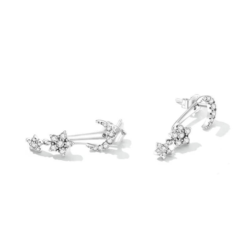 (image for) Pandora Style Exquisite Star and Moon Hanging Earrings - SCE1395 - View 3