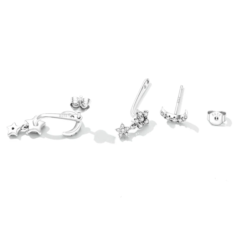 (image for) Pandora Style Exquisite Star and Moon Hanging Earrings - SCE1395 - View 4
