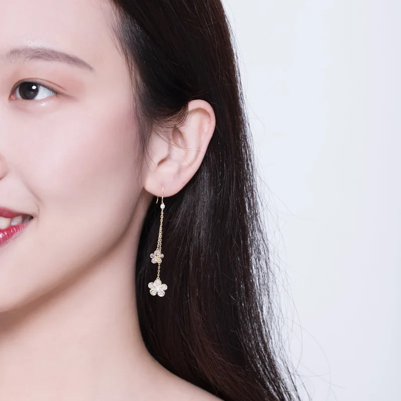 (image for) Pandora Style Flower Light Hanging Earrings - BSE197 - View 5