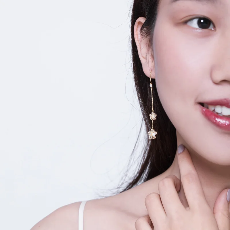 (image for) Pandora Style Flower Light Hanging Earrings - BSE197 - View 7