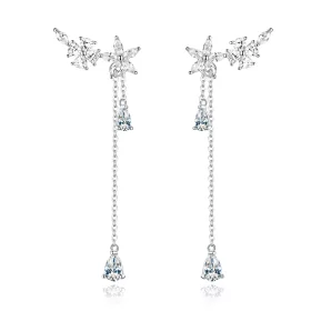 Pandora Style Flower Love Hanging Earrings - BSE288 Pandora Style Flower Love Hanging Earrings - BSE288