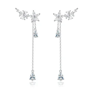 (image for) Pandora Style Flower Love Hanging Earrings - BSE288