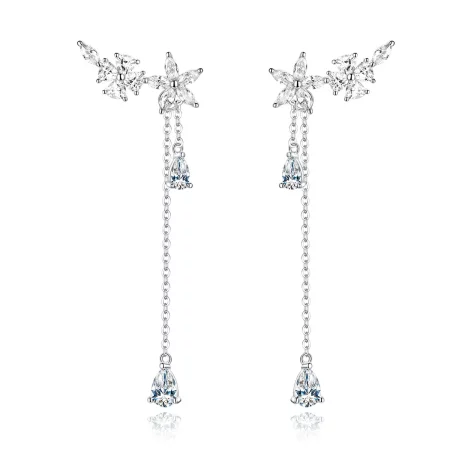 Pandora Style Flower Love Hanging Earrings - BSE288
