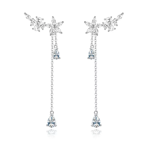 Pandora Style Flower Love Hanging Earrings - BSE288