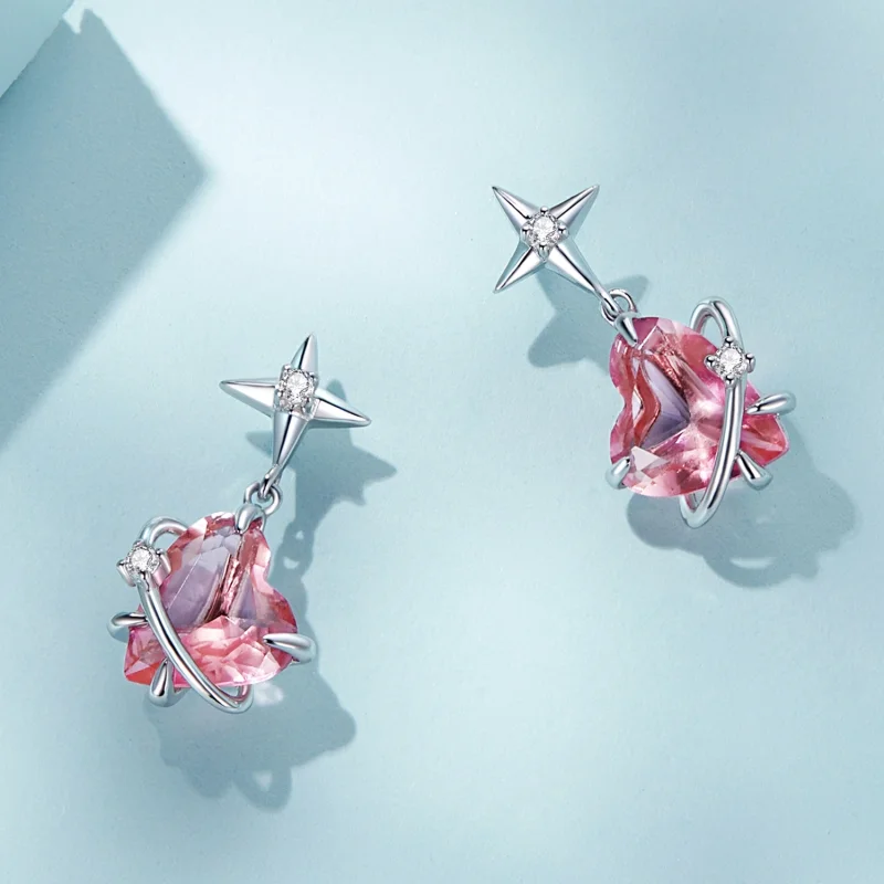 (image for) Pandora Style Girl Planet Hanging Earrings - SCE1502 - View 3