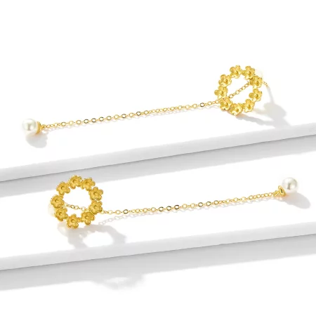 Pandora Style Little Flower Hanging Earrings - BSE290